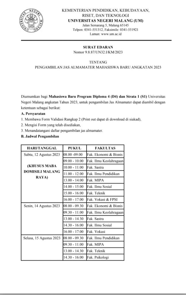 Pengambilan Jas Almamater Bagi Mahasiswa Baru Diploma Iv Dan S1 Direktorat Kemahasiswaan Dan 4706