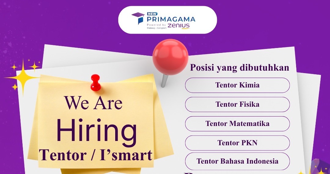 New Primagama Powered by Zenius – We’re Hiring Tentor / I’smart